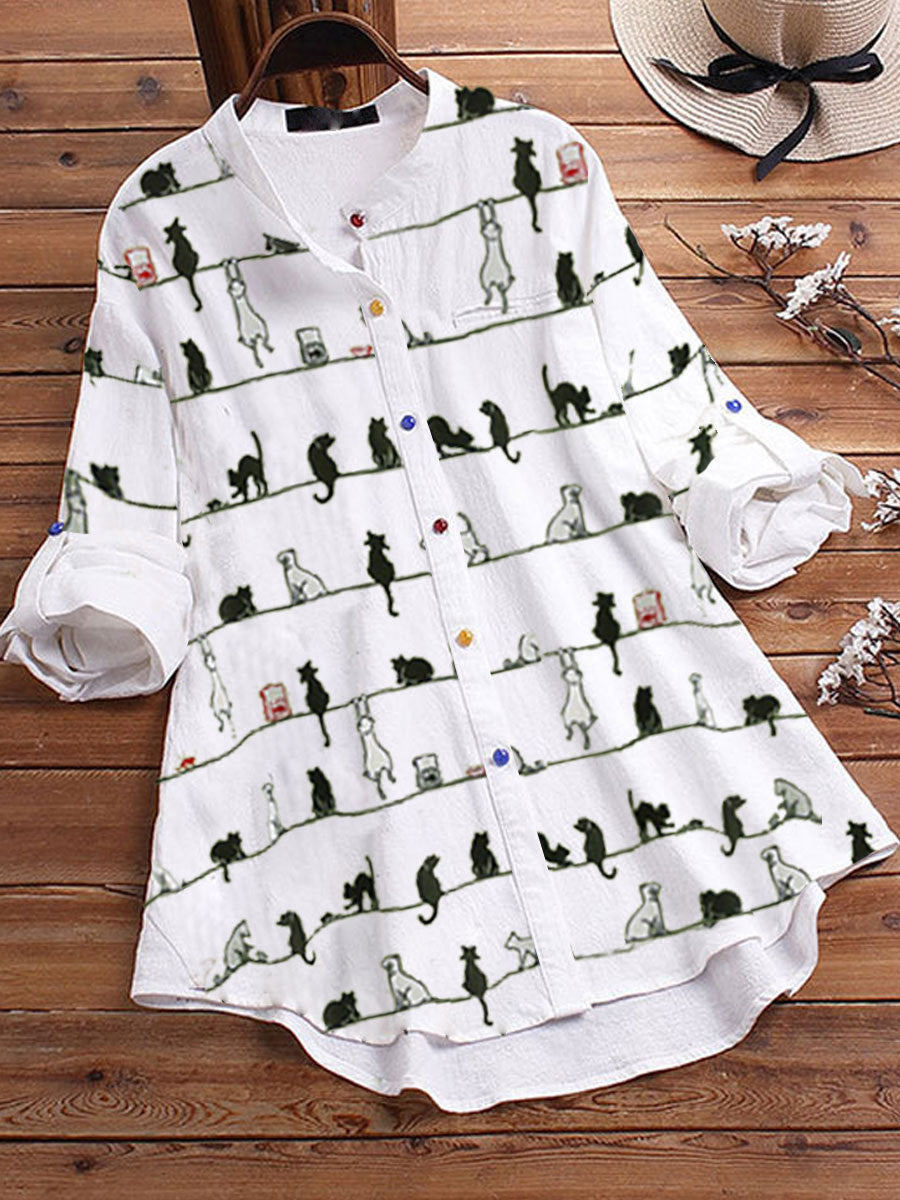 Long Shirt With Printed Color Buttons