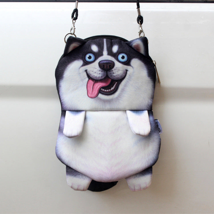 Cute cartoon 3D printing animal dog chain bag