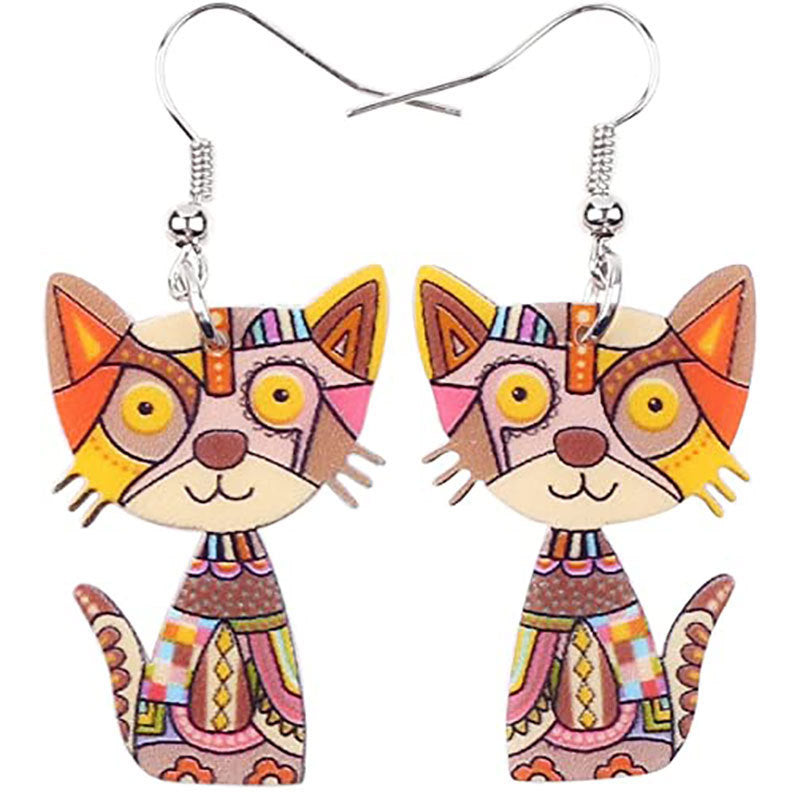 painted cat earrings