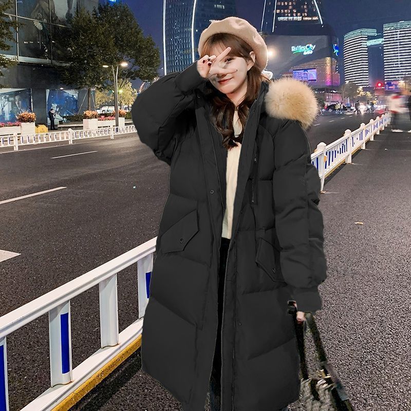Padded jacket women's medium and long section new winter down padded jacket Korean version loose coat large size thick padded jacket trendy