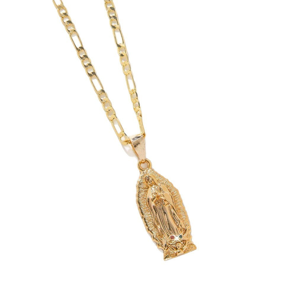 Ornament Necklace Gold Color Zirconium Jesus
