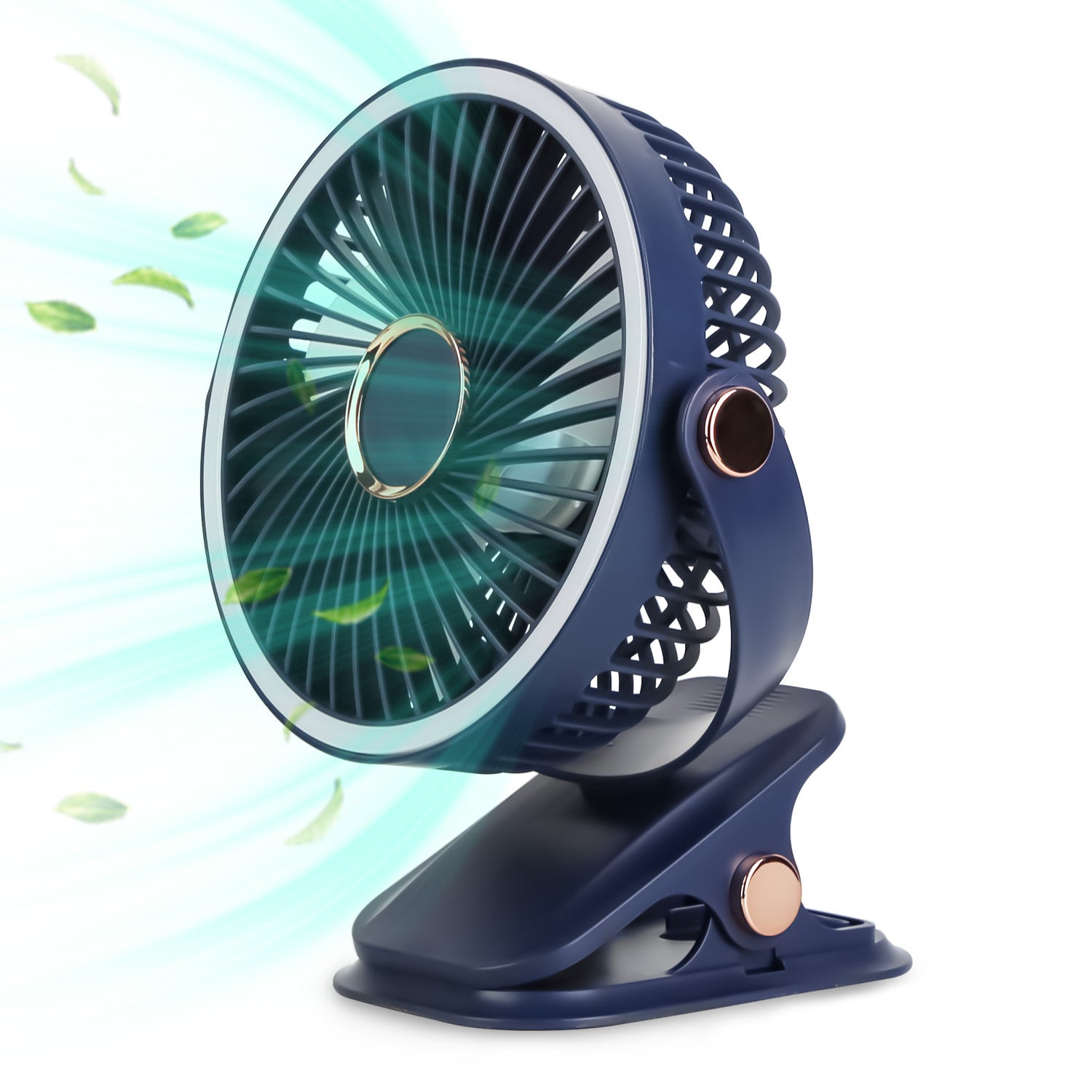 3 Color Options -- 1Pc Portable Quiet Clip On Fan With 5 Speeds 3 Brightness 720 Degree Fully Adjustable Angle Type-C Rechargeable Clip Desk Wall Mounted Fan For Camping Office Home Dorm Stroller Car