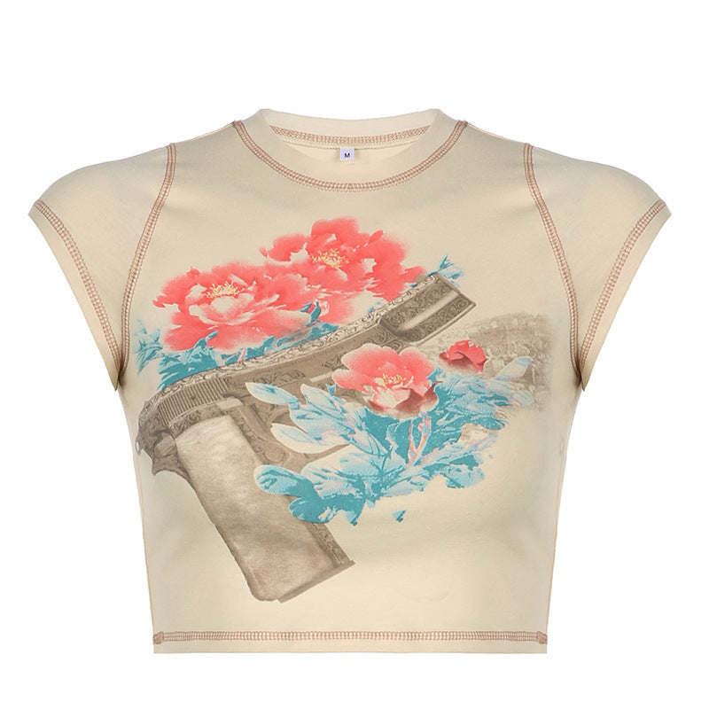 Glock  Retro Print Round Collar Short Style