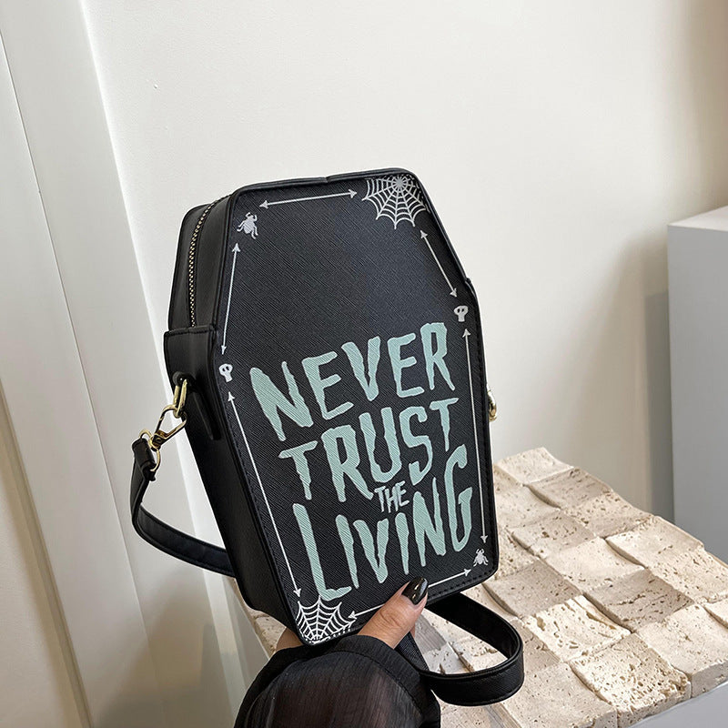 Printed Graffiti Printed Vertical Small Square Bag Dark Goth Style