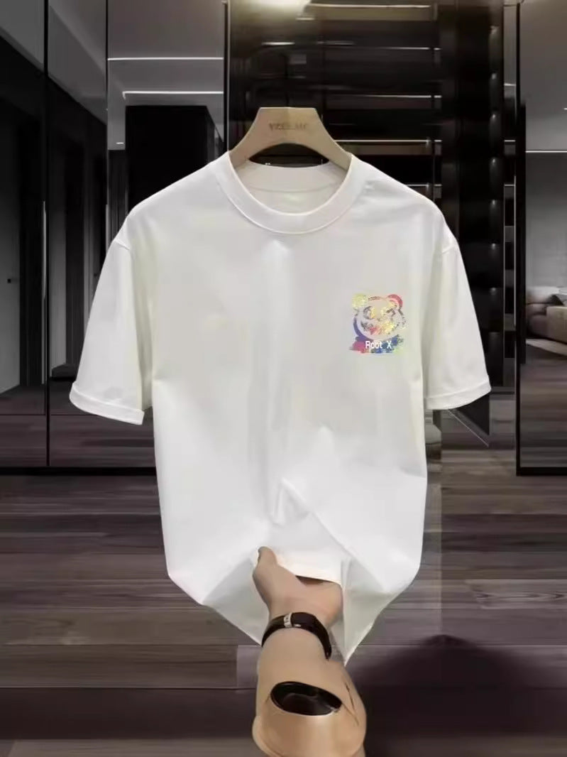 Fashion Letter Printed Round Neck Men's Top