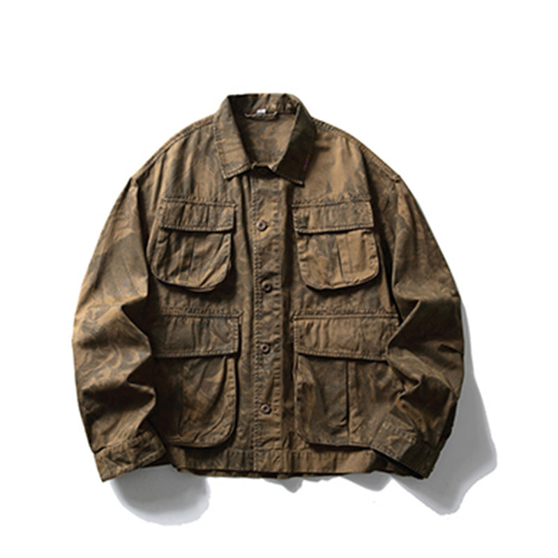 Tie-dye Camouflage Workwear Jacket For Men