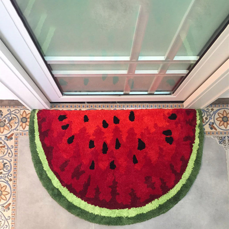 Creative Polyester Fiber Semicircle Watermelon Rug Kitchen Bathroom Carpet
