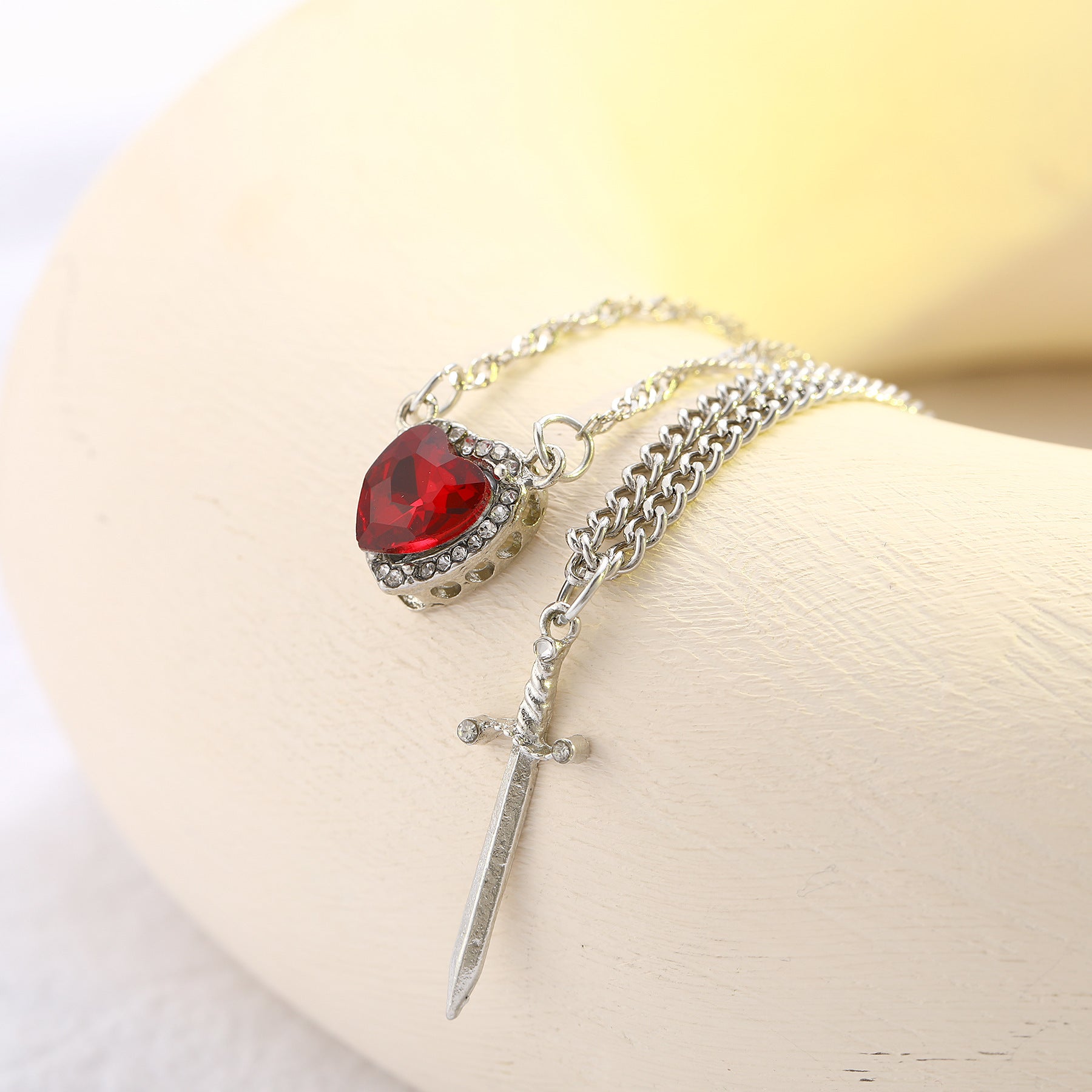 Pendant With One Arrow Heart Love Dagger Multi-layer French Retro Women's Necklace
