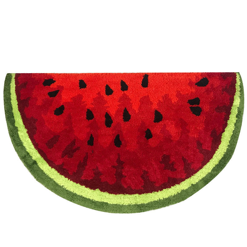 Creative Polyester Fiber Semicircle Watermelon Rug Kitchen Bathroom Carpet