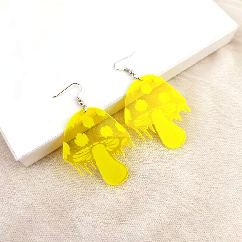 Acrylic Fluorescent Small Mushroom Earrings