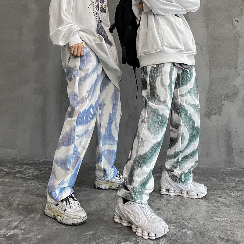 Overalls Men's National Tide High Street Pants Drape Mopping Wide Leg Pants High Street Boys Wear