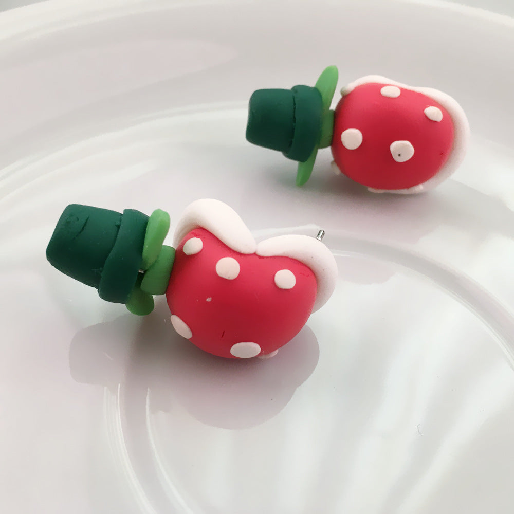 Animal Soft Clay Earrings Cute Piranha Fox Cat Cartoon Handmade Earrings Earrings Earrings