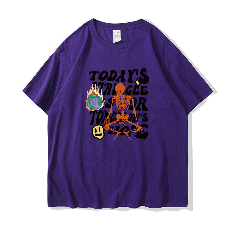 Women's Casual Cotton-like Top Letter Printing