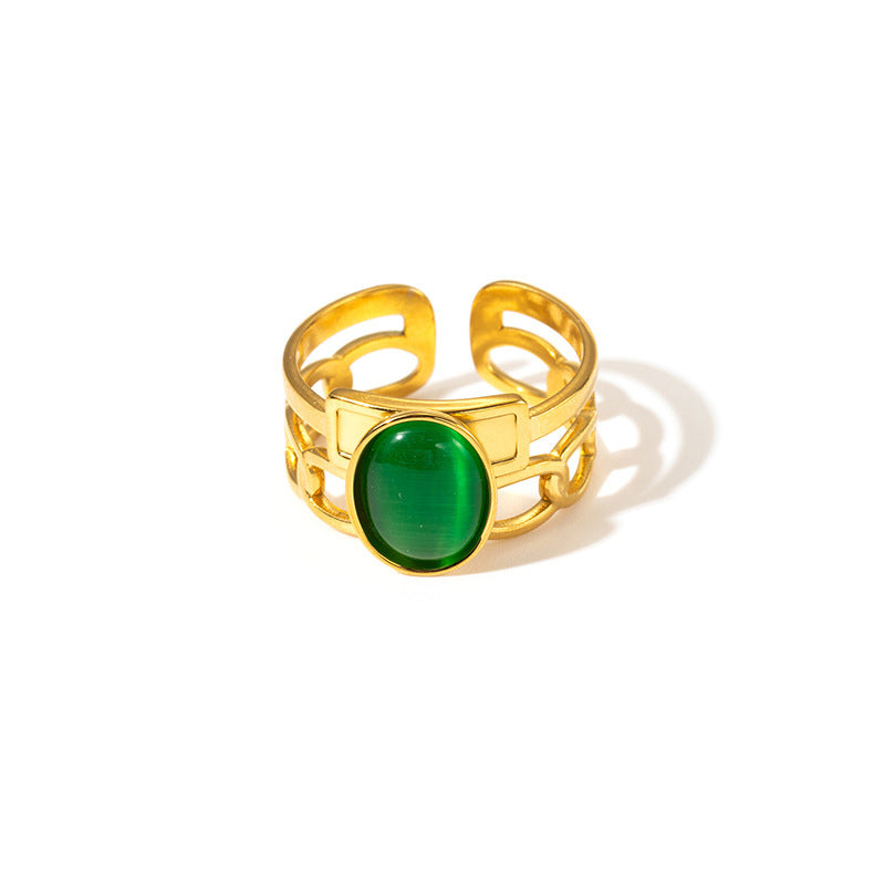 Retro Asymmetric Geometric Stainless Steel Ring
