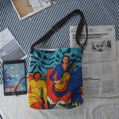 Canvas bag female slung original design literary girl pericard ins canvas bag Messenger bag