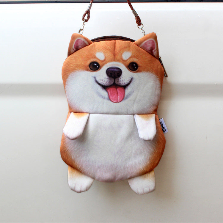 Cute cartoon 3D printing animal dog chain bag