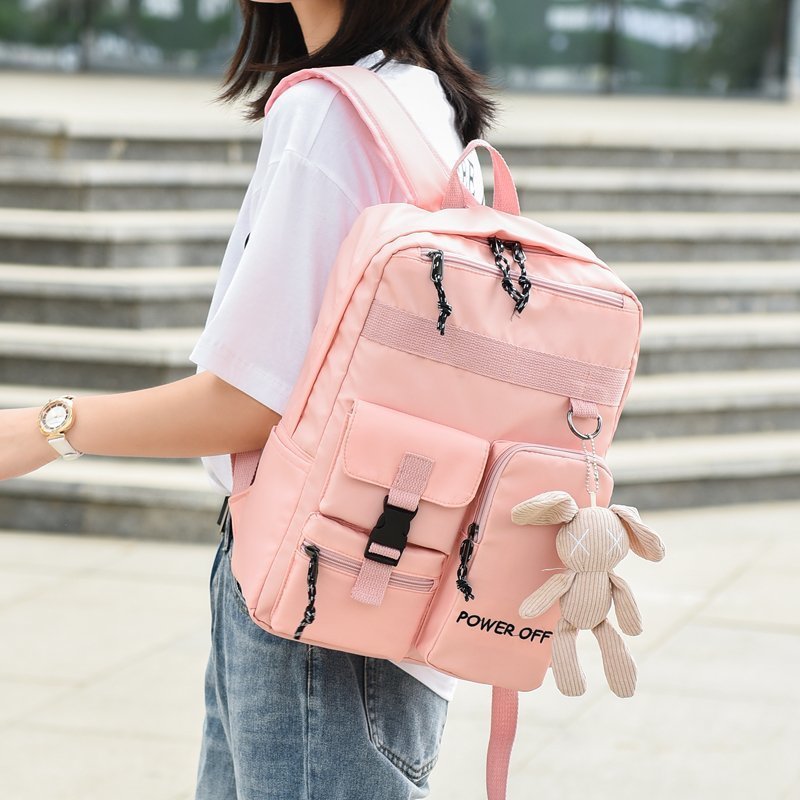 Unisex cool girl with canvas backpack