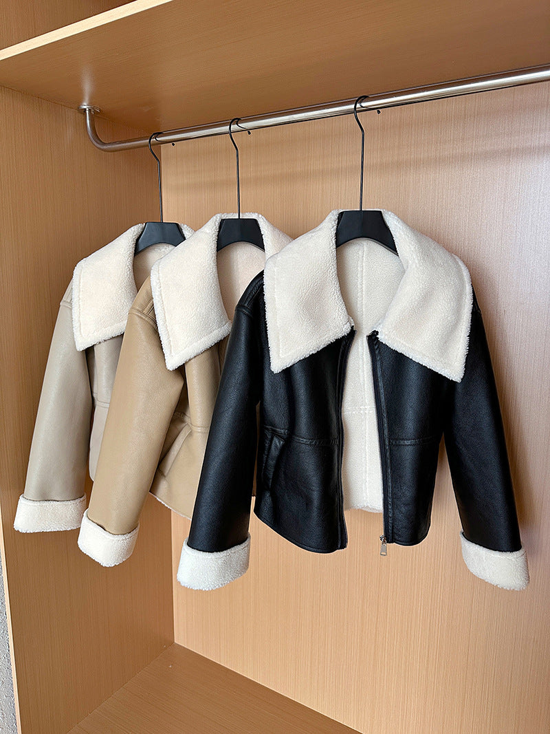 Women's Short Loose Biker's Leather Jacket
