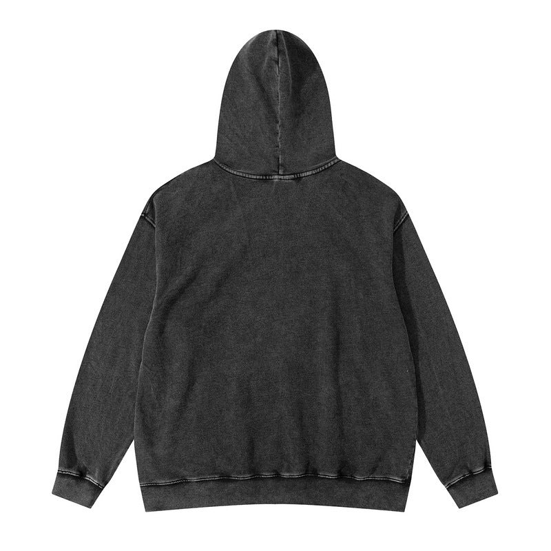 Washed Distressed Skull Graffiti Hoodie