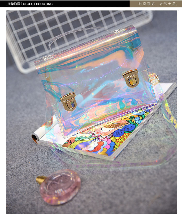 New Products Europe Han Fu Ancient Minimalist Wind Transparent Jelly Hand Bag Laser Single Shoulder Satchel Beach Bag