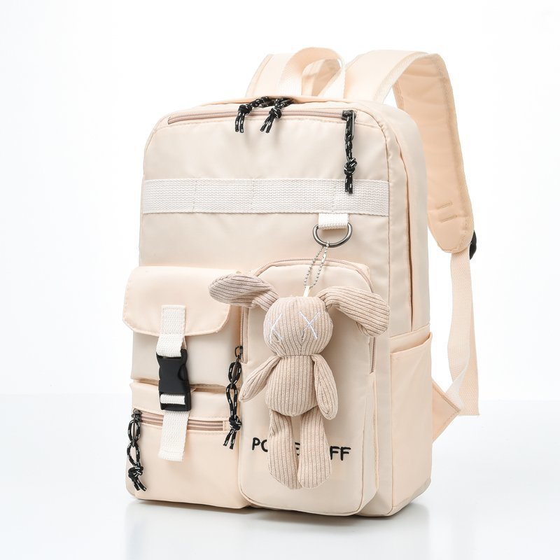Unisex cool girl with canvas backpack