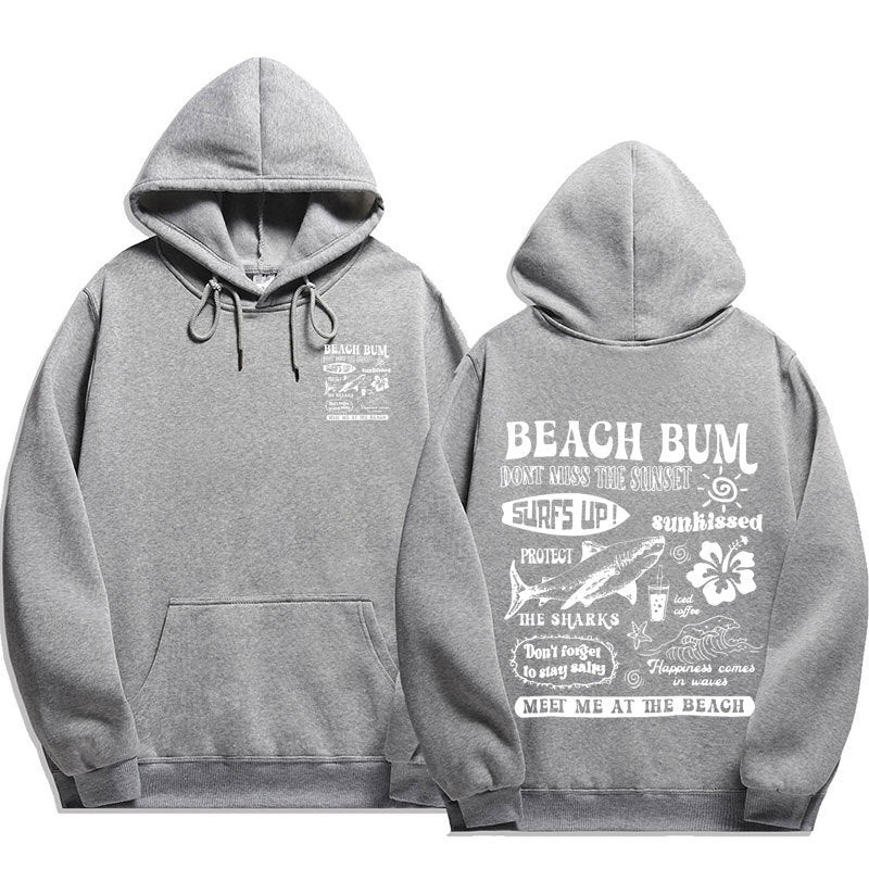 Printed Cuff Thread Hoodie Sweater Top