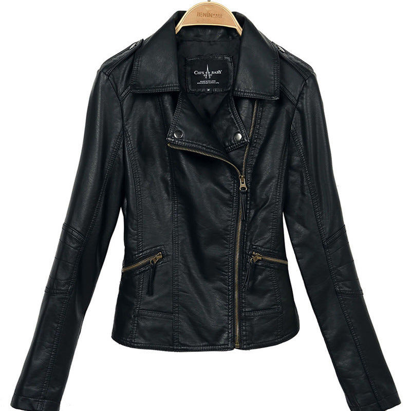 Ladies PU Washed Leather Jacket