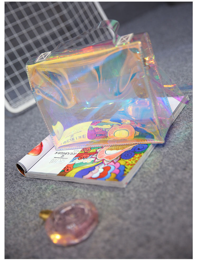 New Products Europe Han Fu Ancient Minimalist Wind Transparent Jelly Hand Bag Laser Single Shoulder Satchel Beach Bag