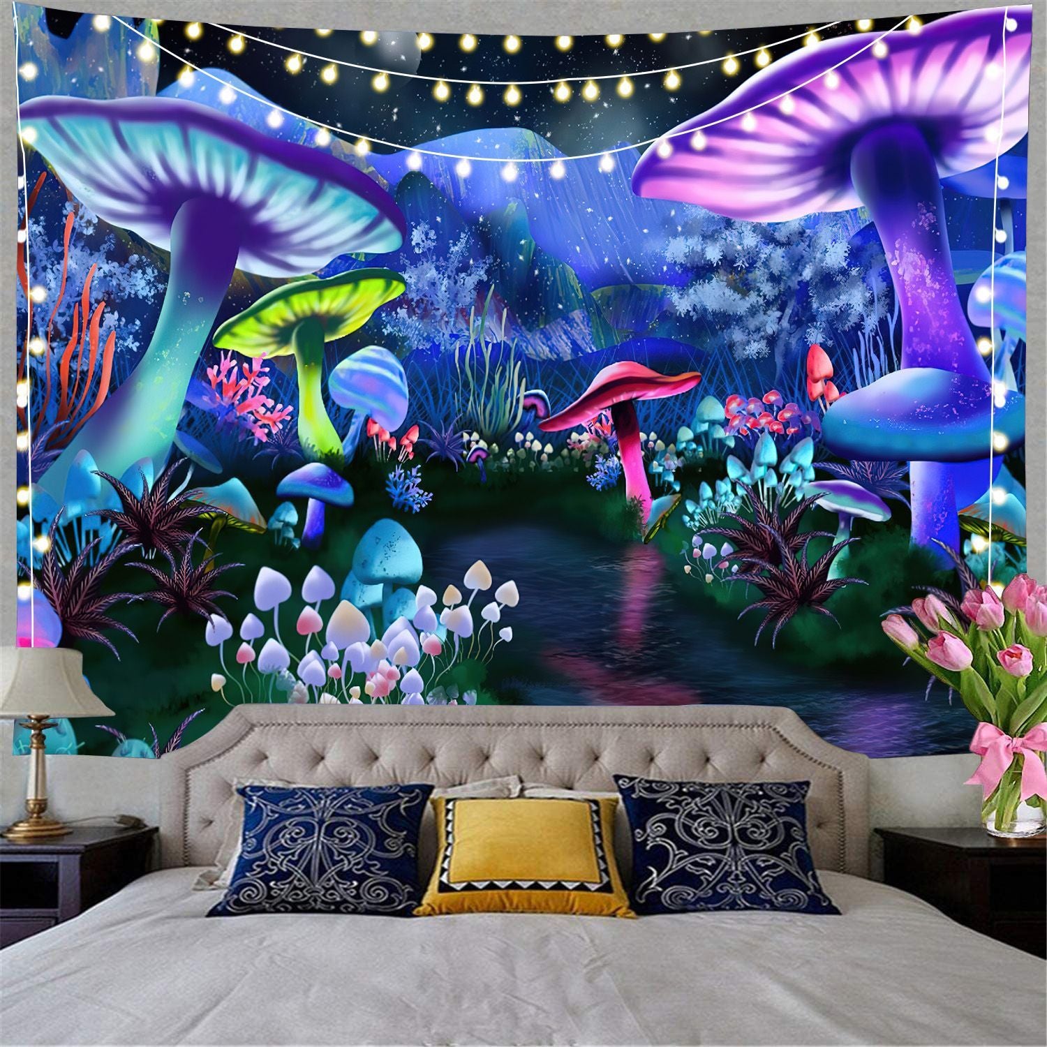 Psychedelic Mushroom Print Hip Hop Tapestry