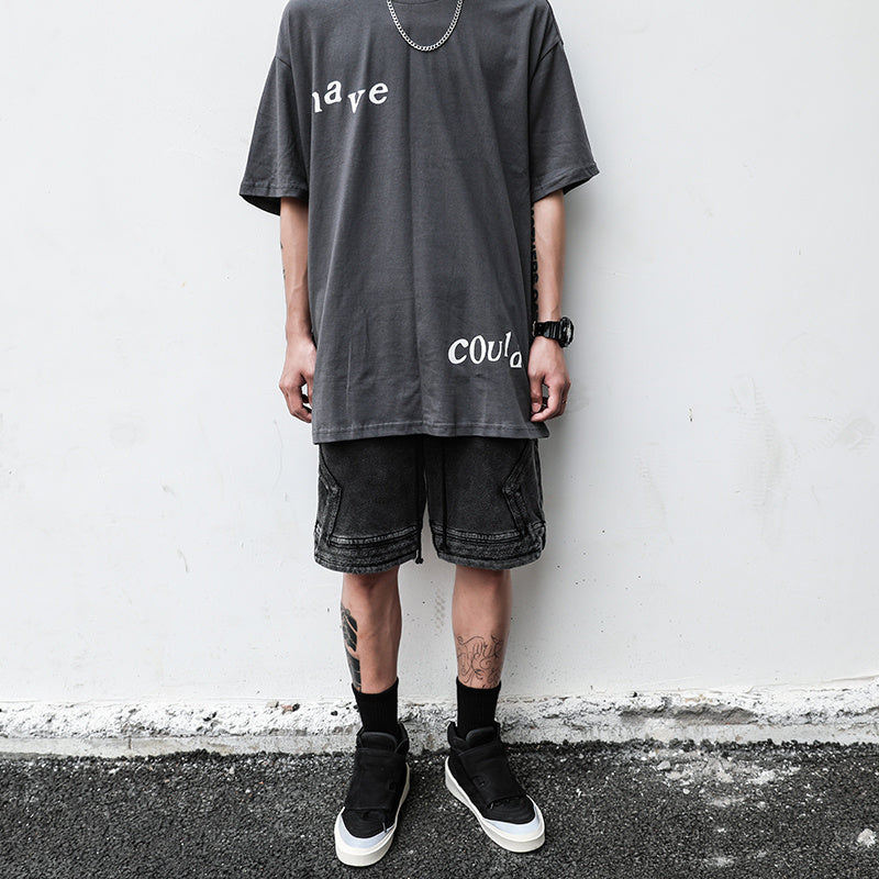 Character printed hip hop short sleeve