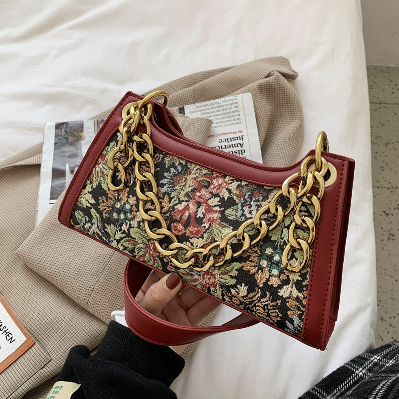 Chain Hand Handbag With Texture And One Shoulder All-match