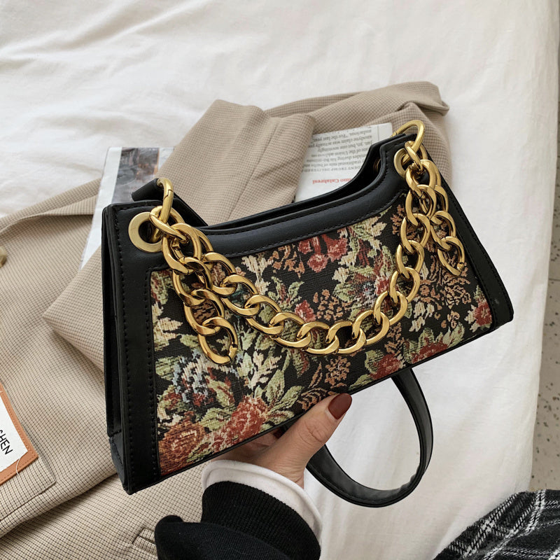 Chain Hand Handbag With Texture And One Shoulder All-match