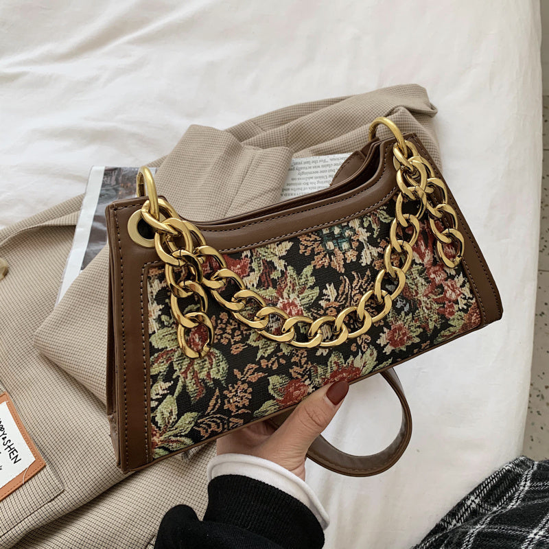 Chain Hand Handbag With Texture And One Shoulder All-match