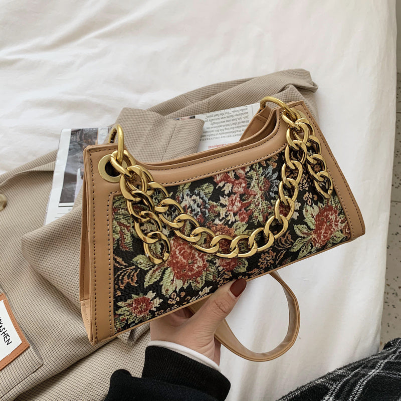 Chain Hand Handbag With Texture And One Shoulder All-match
