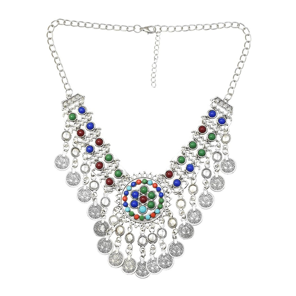 Street Style Coin Tassel Necklace Turquoise Necklace