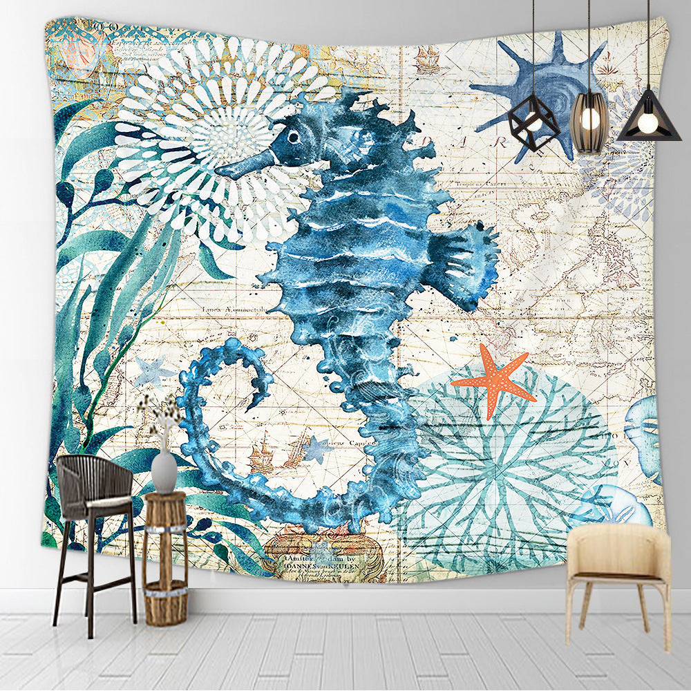 Factory Direct Amazon European And American Landscape Printing Tapestry Marine Life Ins Hanging Cloth Home Background Cloth Customization