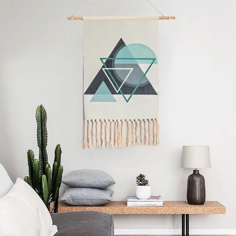 Indian Hand-Woven Homestay Tassel Tapestry Decoration Nordic Meter Box Hanging Canvas Art Background Cloth Bedroom Hanging Cloth