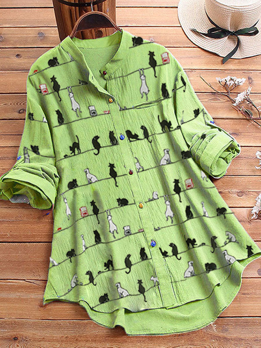 Long Shirt With Printed Color Buttons