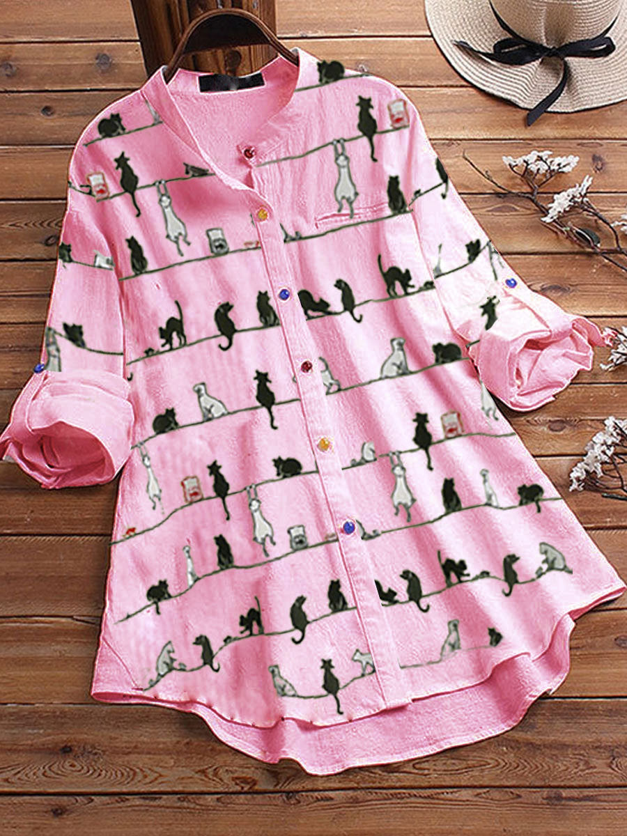 Long Shirt With Printed Color Buttons