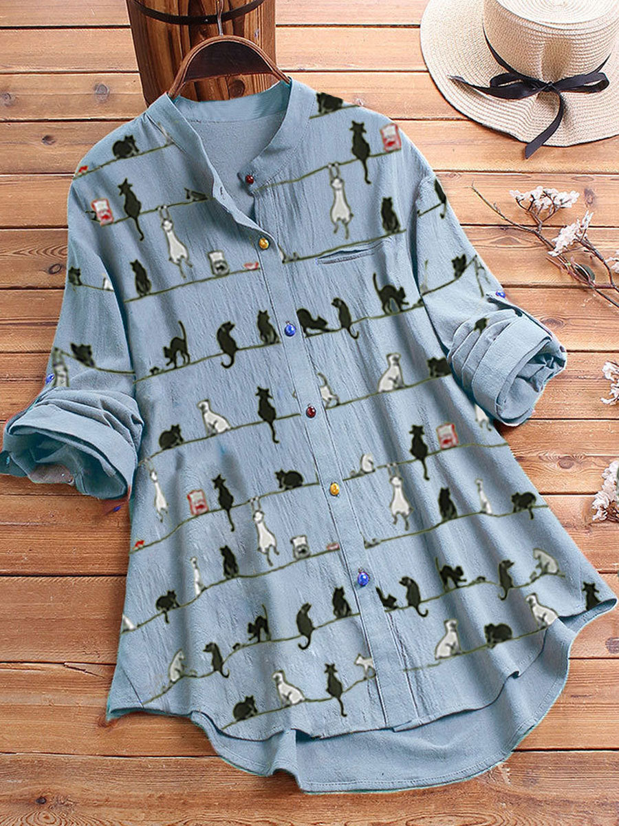 Long Shirt With Printed Color Buttons