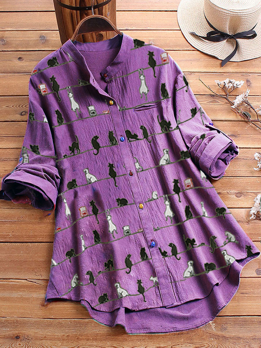 Long Shirt With Printed Color Buttons