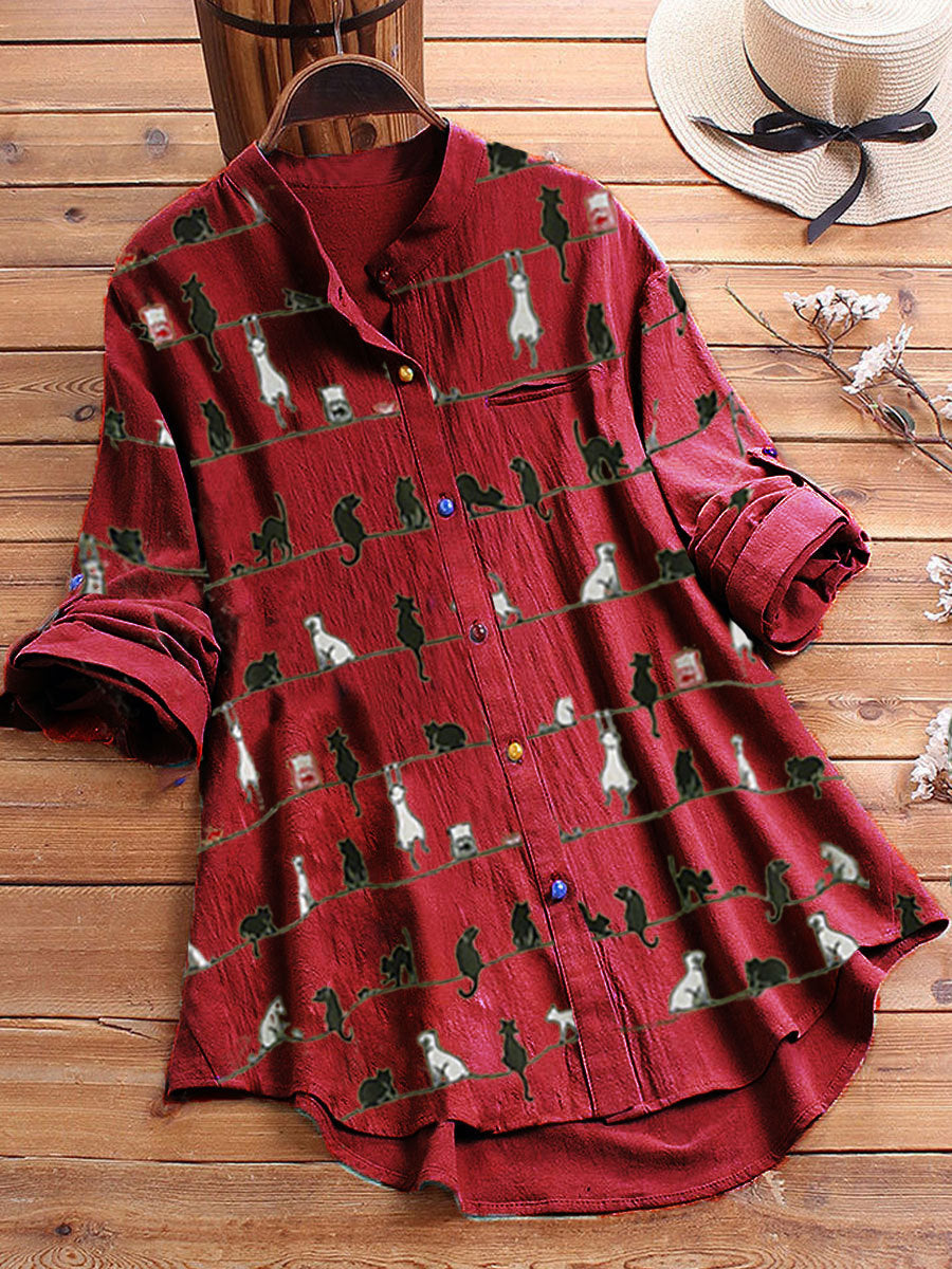 Long Shirt With Printed Color Buttons