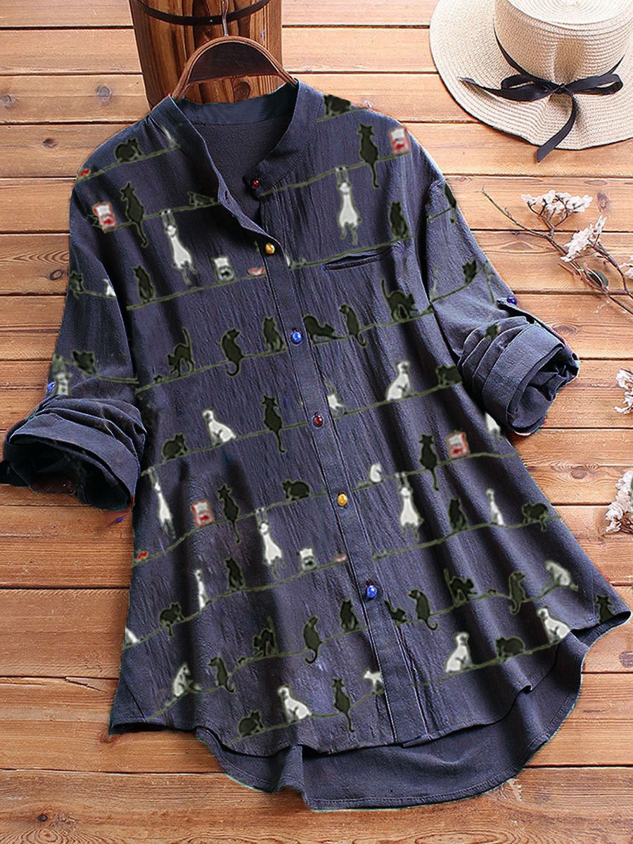 Long Shirt With Printed Color Buttons
