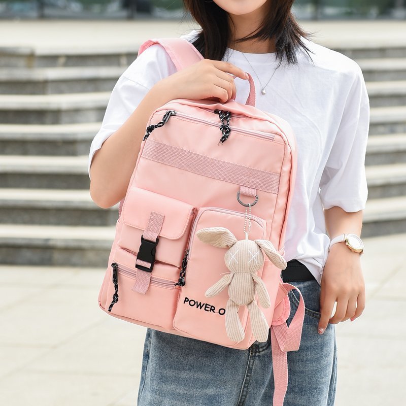 Unisex cool girl with canvas backpack