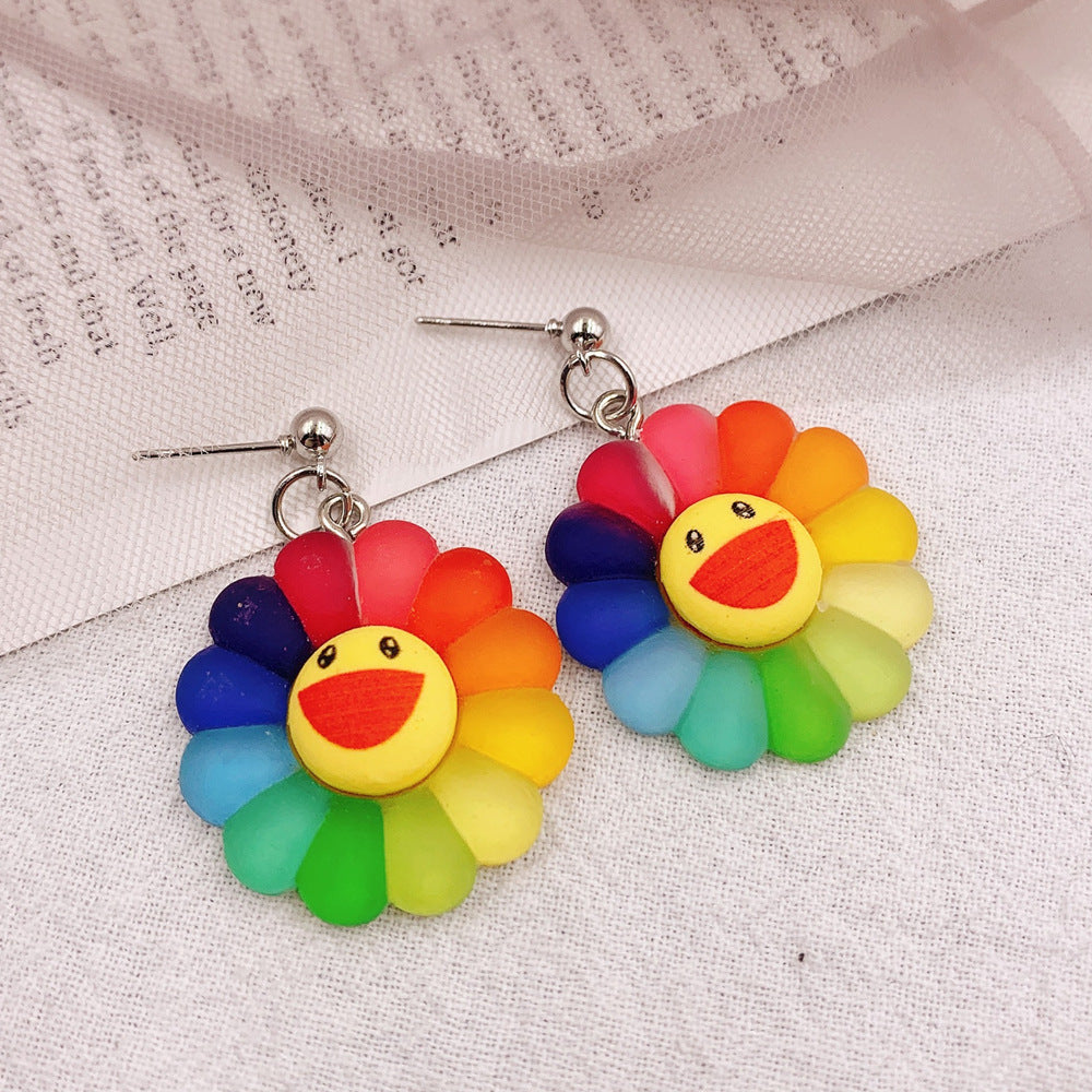 Earrings Cartoon Cute Resin Earrings Sunflower