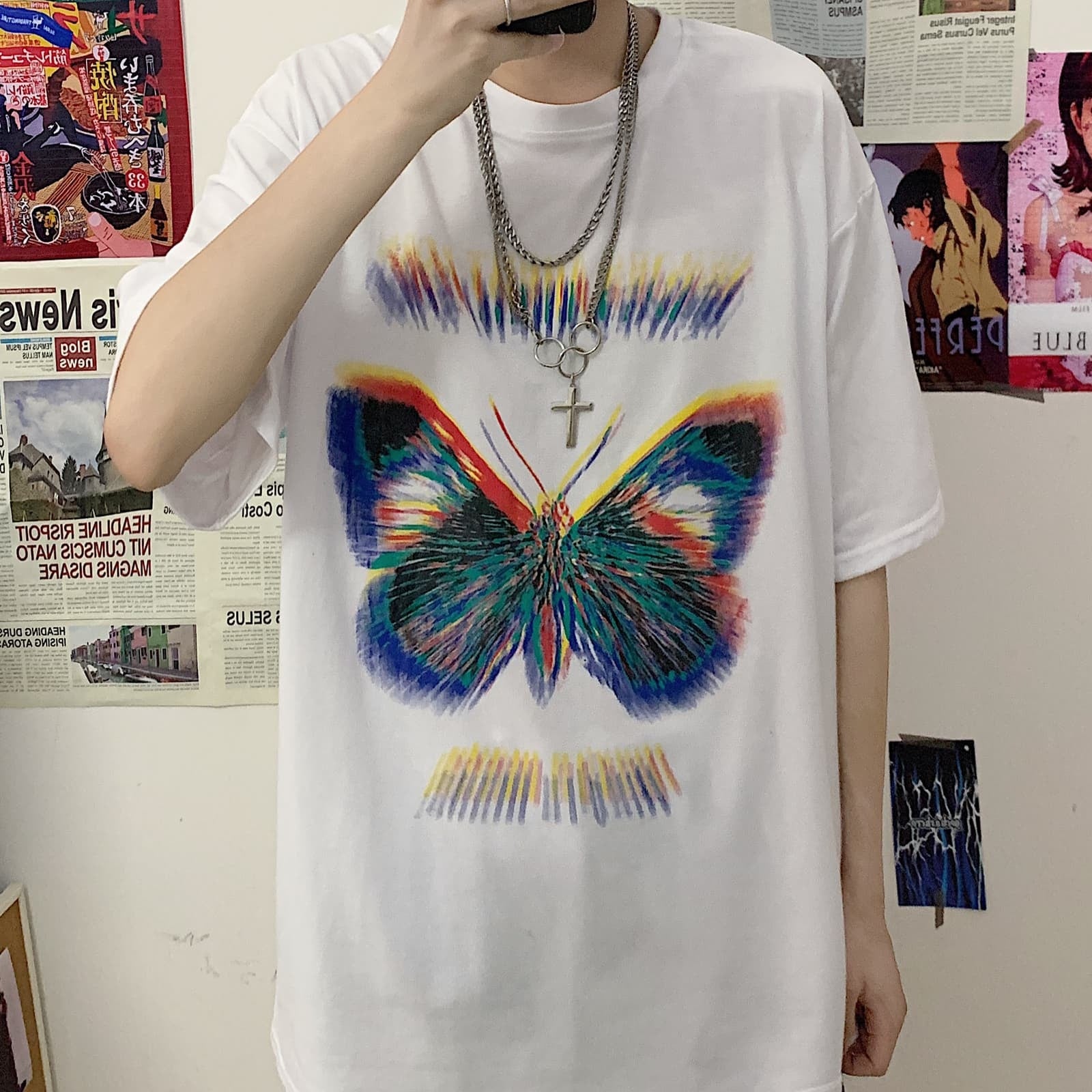 Butterfly print short sleeve