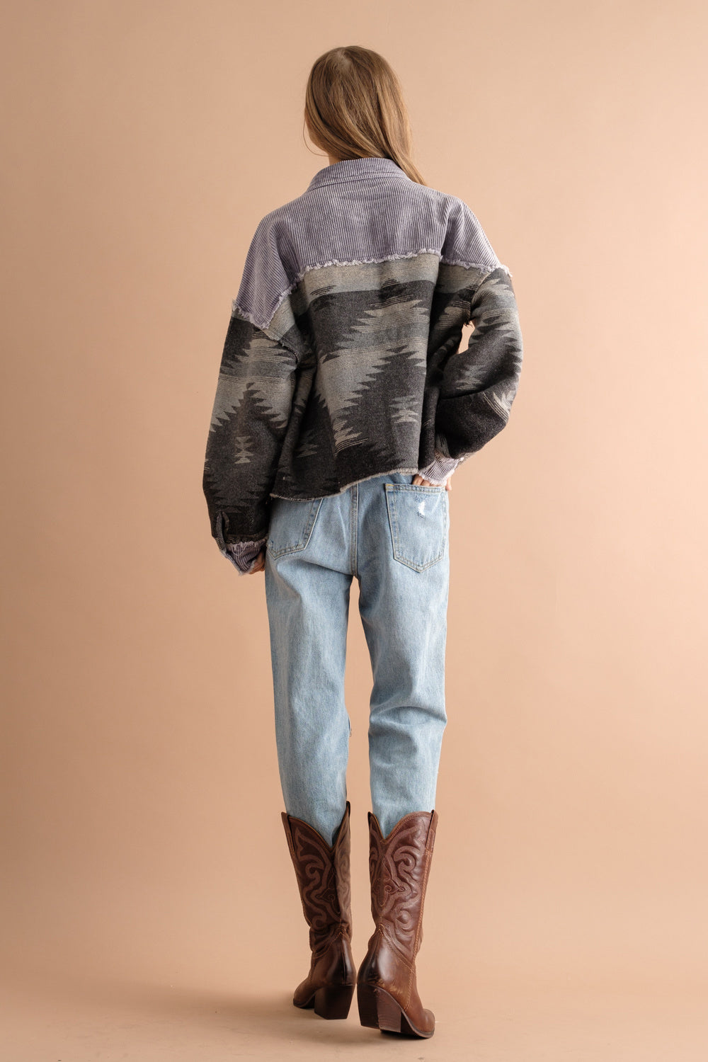 Woolen Jacket Corduroy Splicing Coat