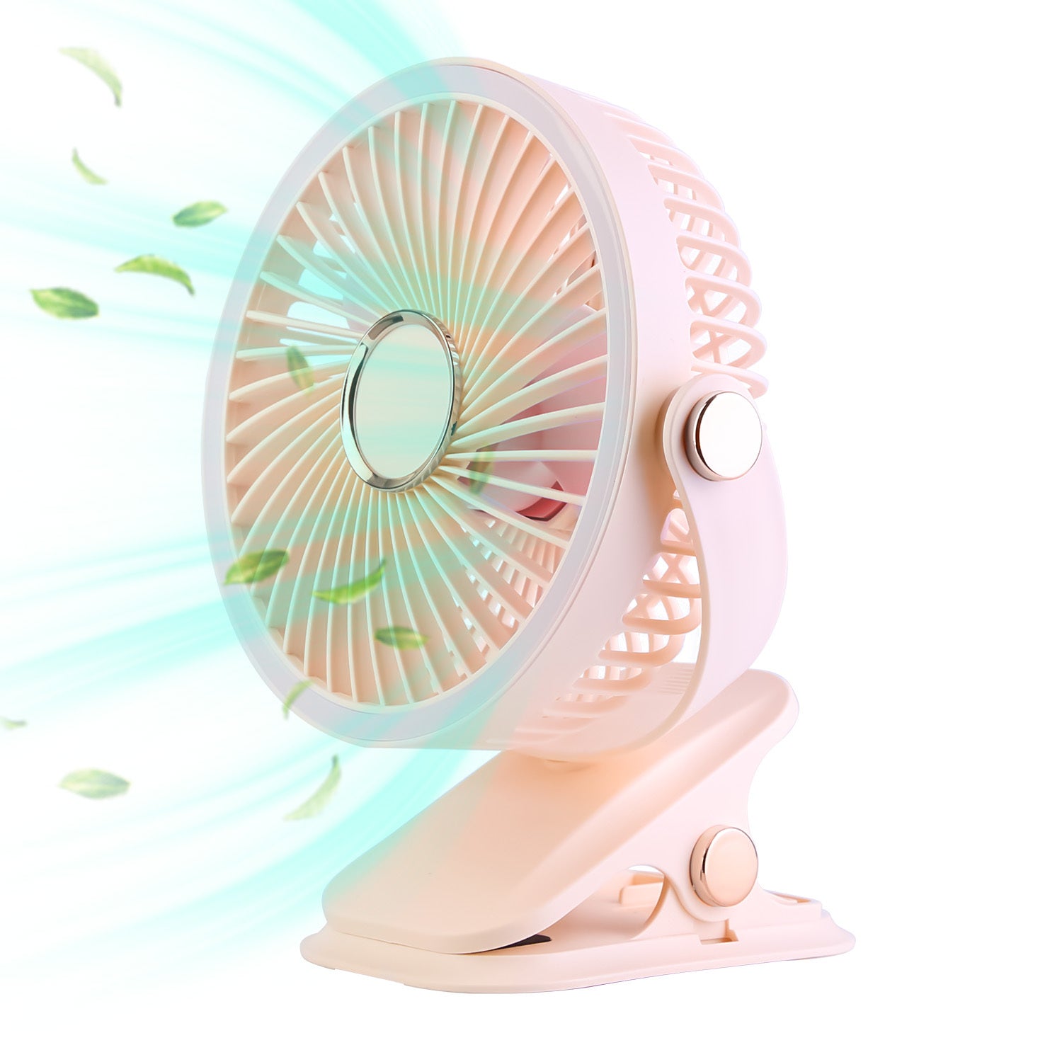 3 Color Options -- 1Pc Portable Quiet Clip On Fan With 5 Speeds 3 Brightness 720 Degree Fully Adjustable Angle Type-C Rechargeable Clip Desk Wall Mounted Fan For Camping Office Home Dorm Stroller Car