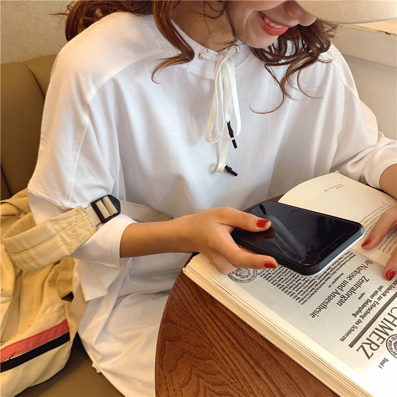Hip-hop bungee loose short sleeves