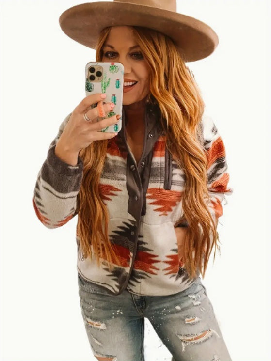 Women's Casual Western-Inspired Printed Jacket